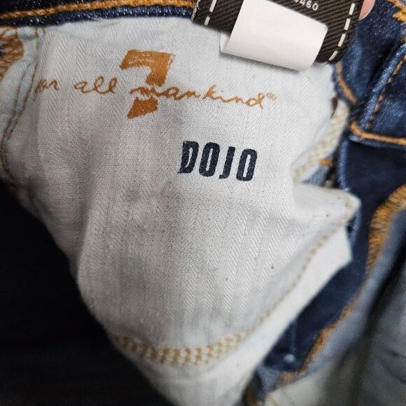 7 FOR ALL MANKIND Dojo Jeans Girls Size 12 (26x14) Blue Crop Denim Boho GUC - Picture 4 of 10